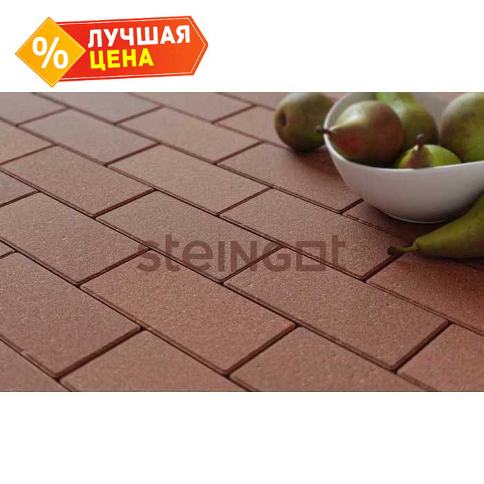 Плитка тротуарная Steingot Моно, Прямоугольник, фаска 1,5x1,5, коричневый, 200x100x60 мм