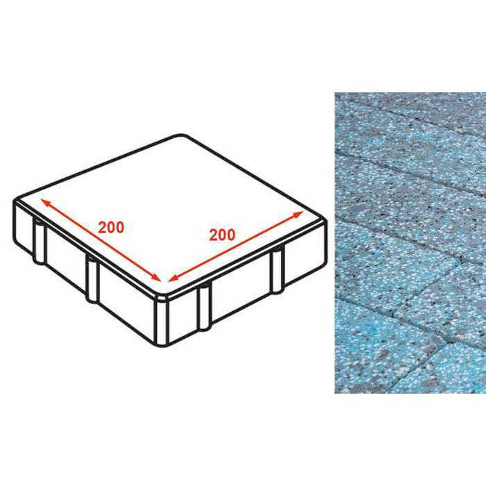 Плита тротуарная Готика Granite FINERRO, квадрат, Азул Баxия 200x200x80 мм